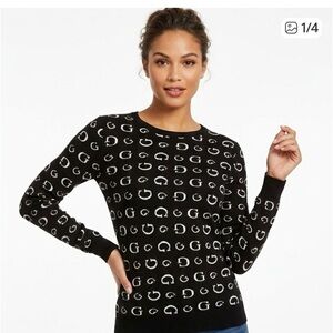 Guess Monochrome Logo Knit Top